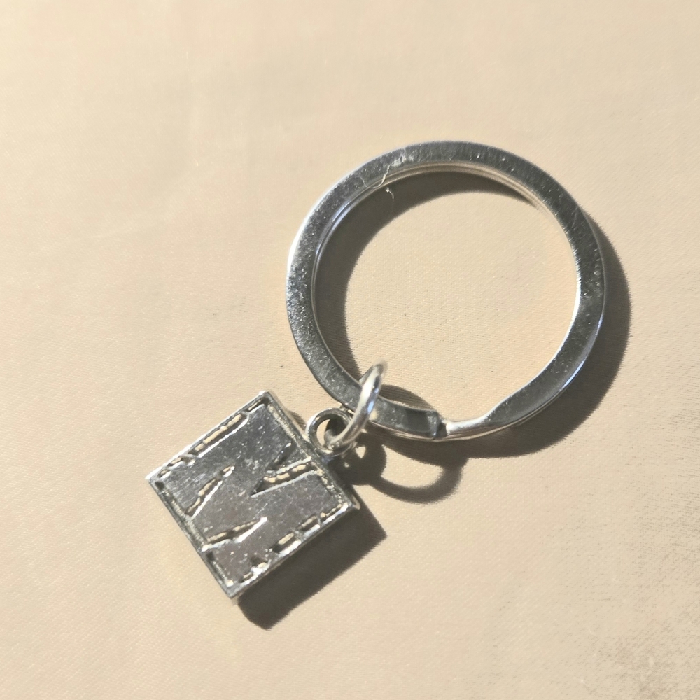 Silver Keychain with Square Charm